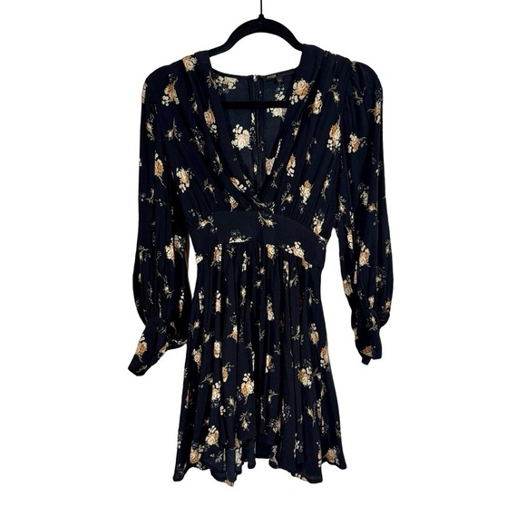 Maje Rasmus Floral Print Skater Long Sleeve Mini Dress Sz:34/US XS - Picture 12 of 15